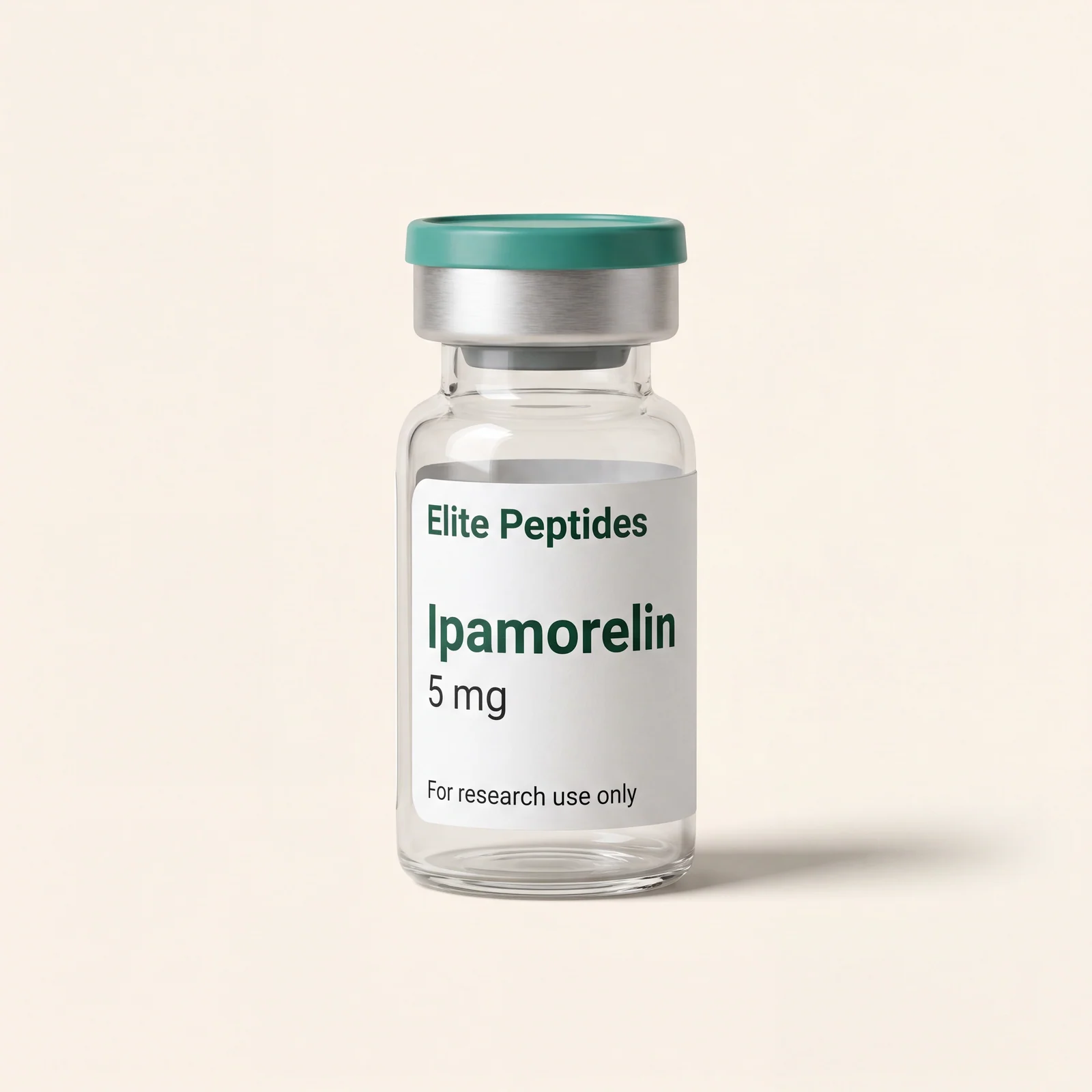 Ipamorelin GHRP research peptide vial — a growth-hormone-secretagogue research compound, independently HPLC-tested, COA on file