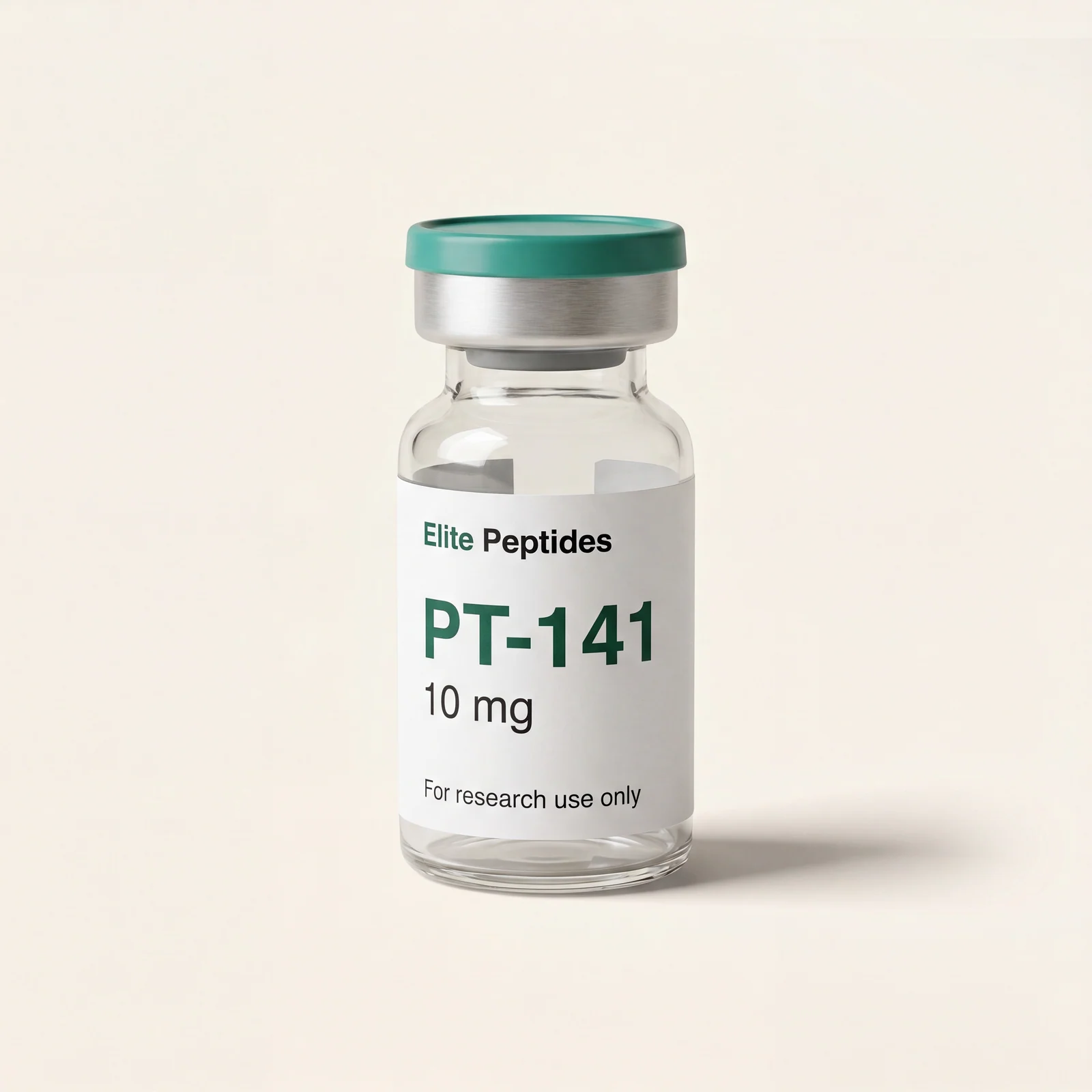 PT-141 (bremelanotide) research peptide vial — 10mg, independently HPLC-tested, COA on file
